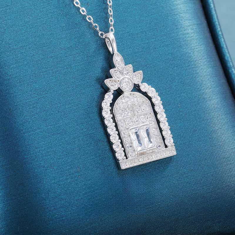 “Gate of Happiness” Heavy - Duty Necklace | S925 Sterling Silver + Moissanite - Symbol of Blessings - Aruary Studio ｜ Artisanal Jewelry