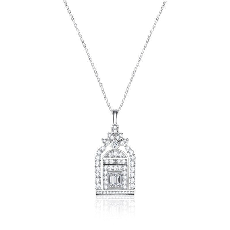 “Gate of Happiness” Heavy - Duty Necklace | S925 Sterling Silver + Moissanite - Symbol of Blessings - Aruary Studio ｜ Artisanal Jewelry