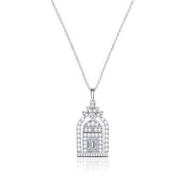 “Gate of Happiness” Heavy - Duty Necklace | S925 Sterling Silver + Moissanite - Symbol of Blessings - Aruary Studio ｜ Artisanal Jewelry