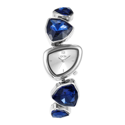 GEDI Crystal Bracelet Watch: 26mm 925 Silver Gold - Plated, High - Carbon Diamonds, Quartz Movement - Luxury Fashion Accessory - Aruary Studio ｜ Artisanal Jewelry