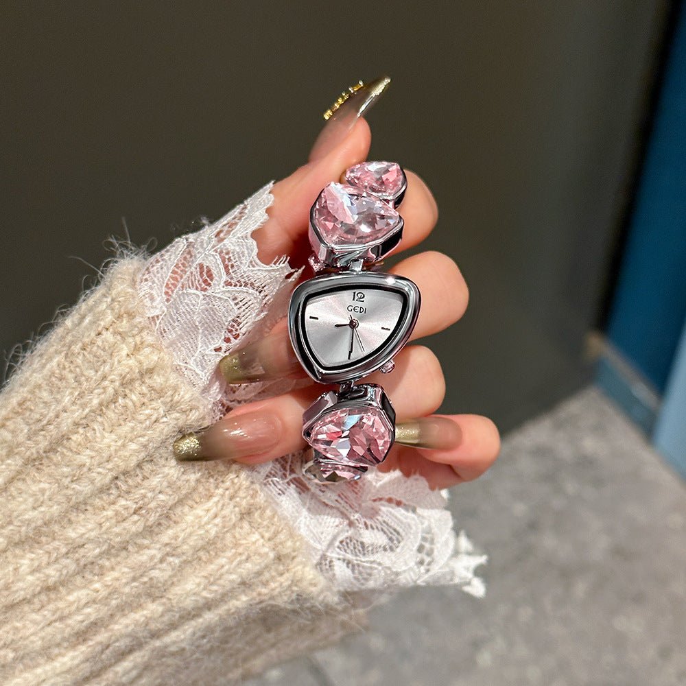 GEDI Crystal Bracelet Watch: 26mm 925 Silver Gold - Plated, High - Carbon Diamonds, Quartz Movement - Luxury Fashion Accessory - Aruary Studio ｜ Artisanal Jewelry