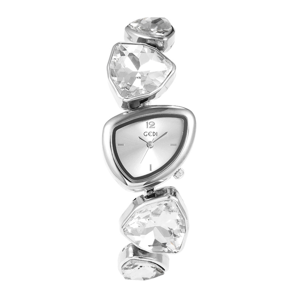 GEDI Crystal Bracelet Watch: 26mm 925 Silver Gold - Plated, High - Carbon Diamonds, Quartz Movement - Luxury Fashion Accessory - Aruary Studio ｜ Artisanal Jewelry