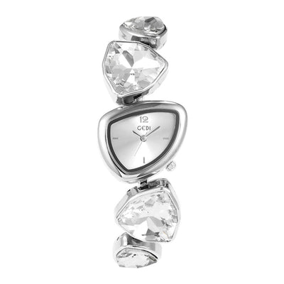 GEDI Crystal Bracelet Watch: 26mm 925 Silver Gold - Plated, High - Carbon Diamonds, Quartz Movement - Luxury Fashion Accessory - Aruary Studio ｜ Artisanal Jewelry