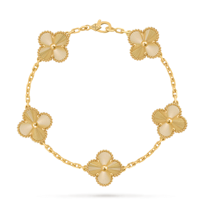 Gold Plated Clover Bracelet - 925 Sterling Silver Adjustable Lucky Charm Jewelry with Secure Clasp Aruary Studio ｜ Artisanal Jewelry