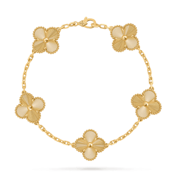 Gold Plated Clover Bracelet - 925 Sterling Silver Adjustable Lucky Charm Jewelry with Secure Clasp - Aruary Studio ｜ Artisanal Jewelry