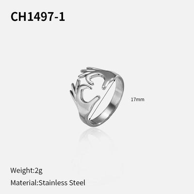 Hand Gesture Statement Ring | Titanium Steel Gold Plated - Edgy Symbol of Connection & Individuality - Aruary Studio ｜ Artisanal Jewelry