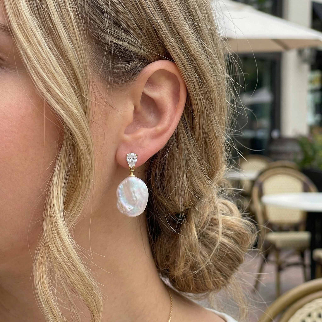 Handcrafted Baroque Pearl Drop Earrings – Vintage Gold Plated Statement Earrings with 925 Sterling Silver Posts for Sensitive Ears - Aruary Studio ｜ Artisanal Jewelry