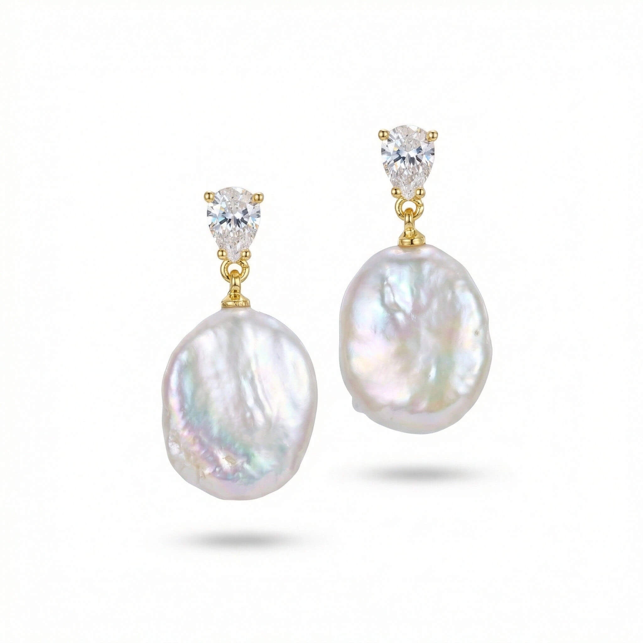 Handcrafted Baroque Pearl Drop Earrings – Vintage Gold Plated Statement Earrings with 925 Sterling Silver Posts for Sensitive Ears - Aruary Studio ｜ Artisanal Jewelry