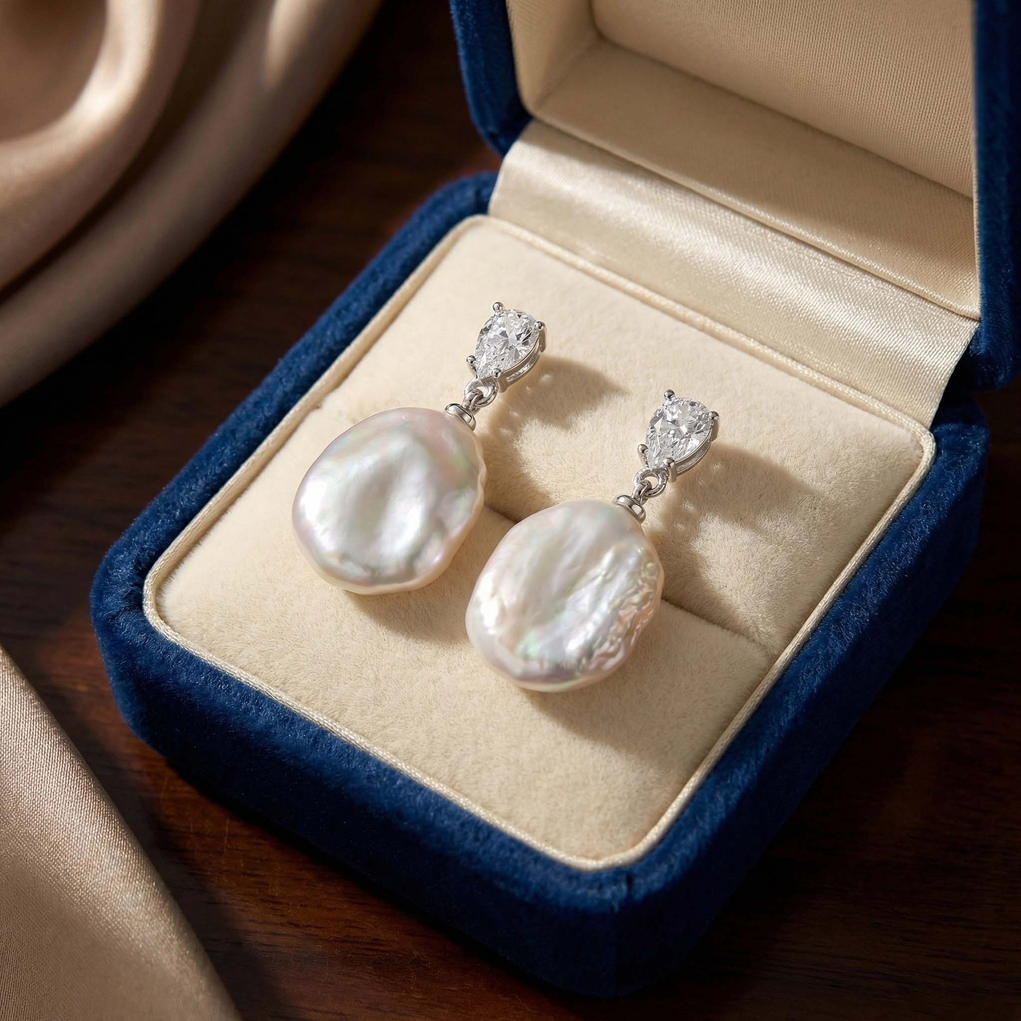 Handcrafted Baroque Pearl Drop Earrings – Vintage Gold Plated Statement Earrings with 925 Sterling Silver Posts for Sensitive Ears - Aruary Studio ｜ Artisanal Jewelry