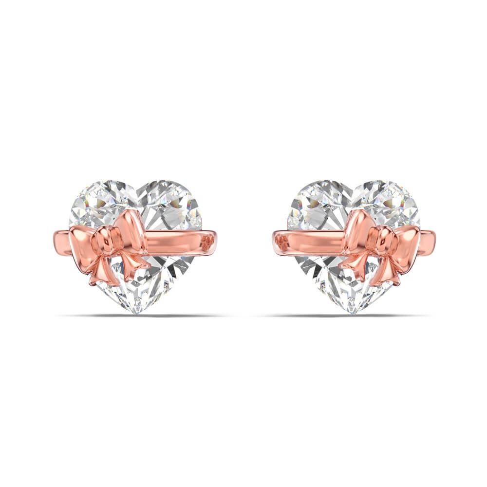 Heart - Cut Bow Knot Stud Earrings - S925 Sterling Silver & 5A Zirconia - Aruary Studio ｜ Artisanal Jewelry