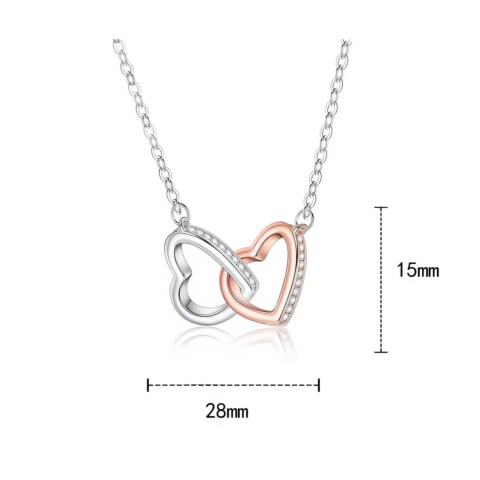 Heart - Shaped Pendant Sweater Chain - Copper Plated White Gold with Sparkling Accents - Aruary Studio ｜ Artisanal Jewelry