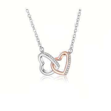 Heart - Shaped Pendant Sweater Chain - Copper Plated White Gold with Sparkling Accents - Aruary Studio ｜ Artisanal Jewelry