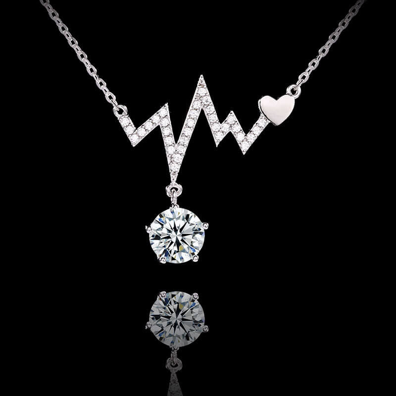 Heartbeat 1ct Moissanite Necklace | 925 Sterling Silver - Aruary Studio ｜ Artisanal Jewelry