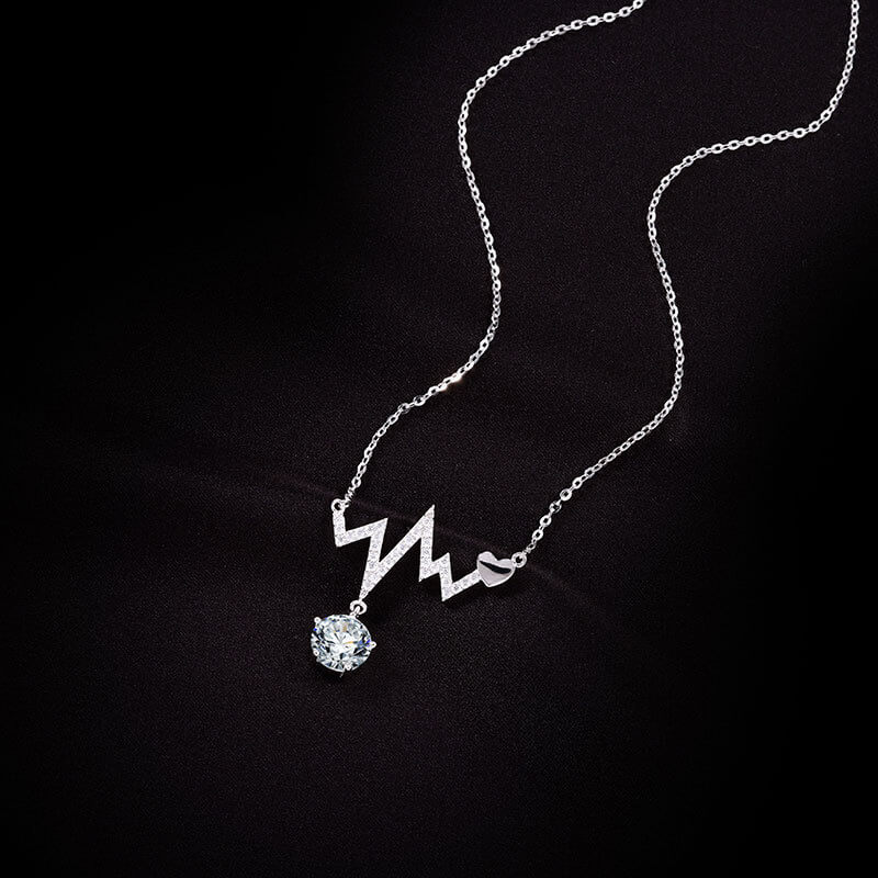 Heartbeat 1ct Moissanite Necklace | 925 Sterling Silver - Aruary Studio ｜ Artisanal Jewelry