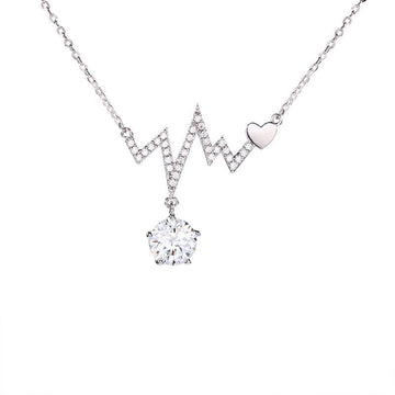 Heartbeat 1ct Moissanite Necklace | 925 Sterling Silver - Aruary Studio ｜ Artisanal Jewelry