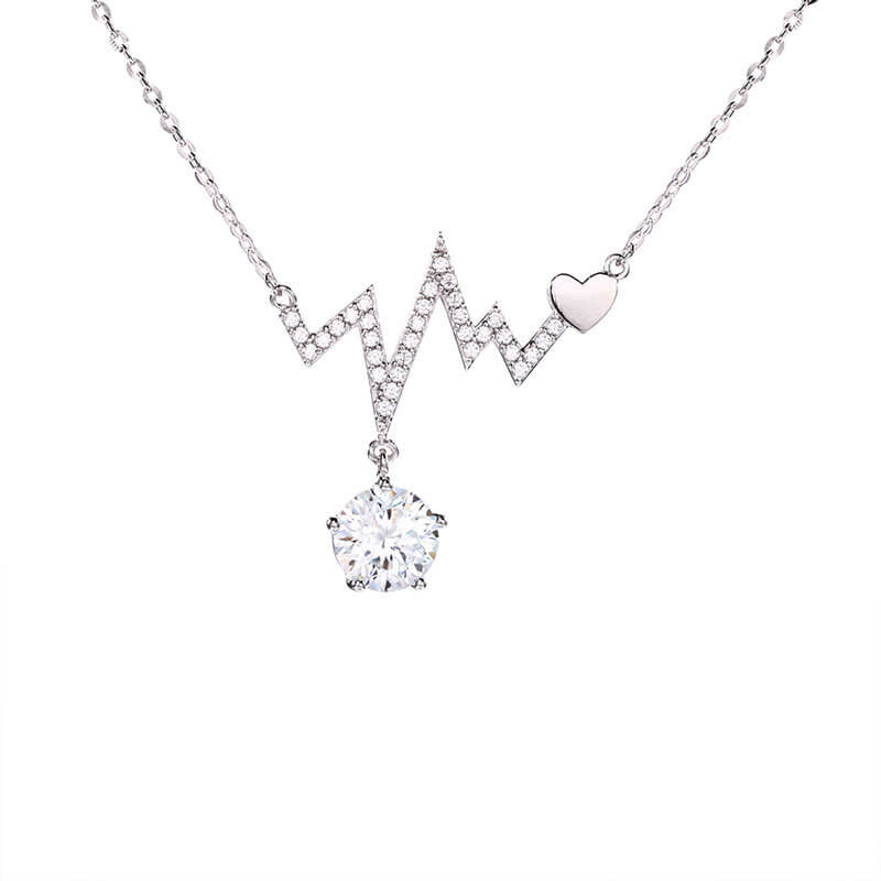Heartbeat 1ct Moissanite Necklace | 925 Sterling Silver - Aruary Studio ｜ Artisanal Jewelry