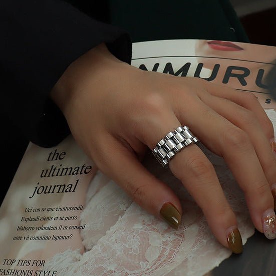 Heavy Industry Watch Strap - Style Titanium Steel Ring | Edgy &amp; Durable Statement Jewelry - Aruary Studio ｜ Artisanal Jewelry