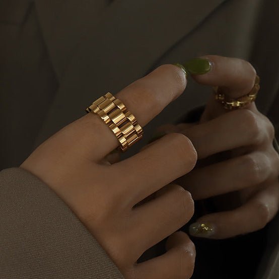 Heavy Industry Watch Strap - Style Titanium Steel Ring | Edgy &amp; Durable Statement Jewelry - Aruary Studio ｜ Artisanal Jewelry