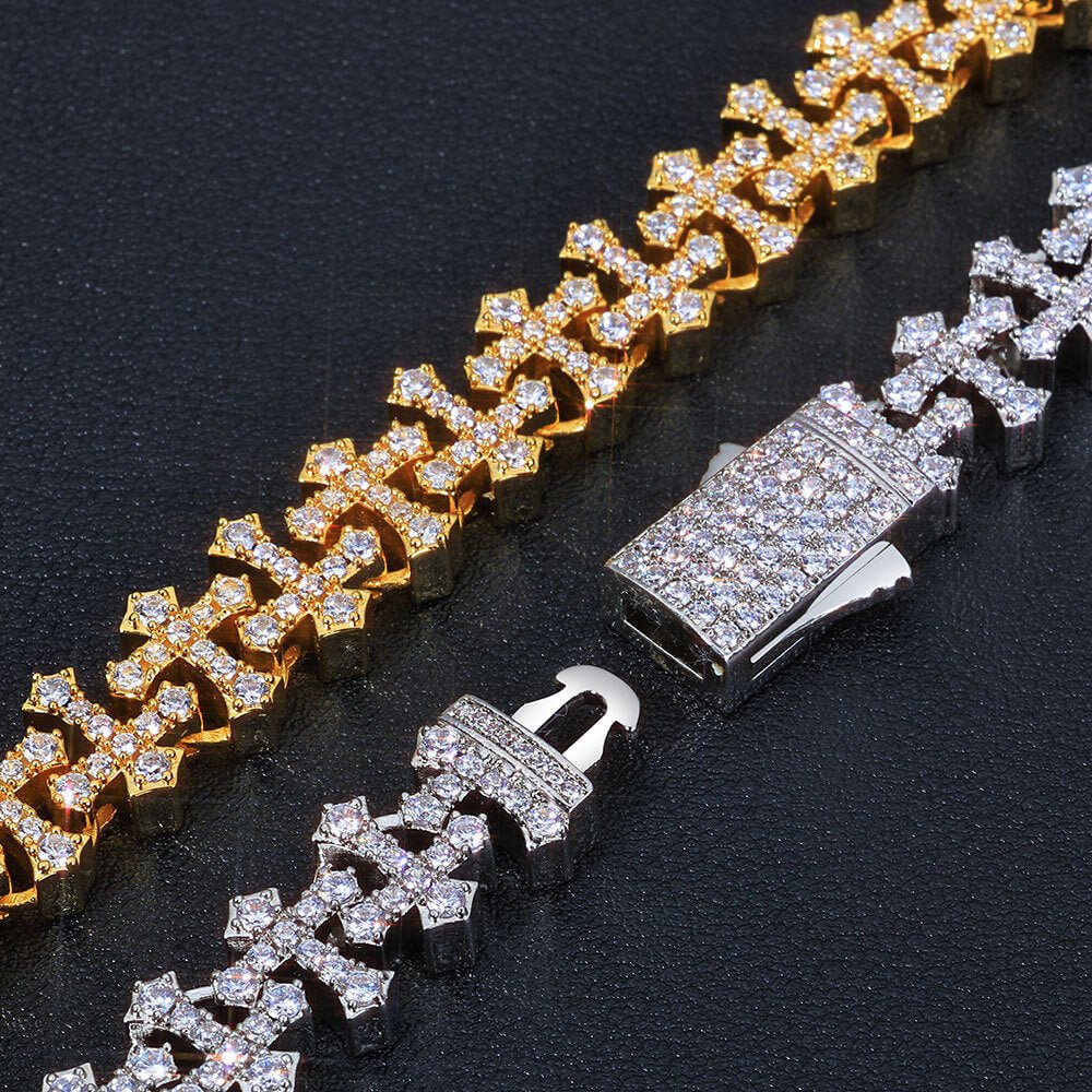 Hip - Hop Iced - Out Cross Bracelet | 18K Gold - Plated + 5A Zircon - Aruary Studio ｜ Artisanal Jewelry