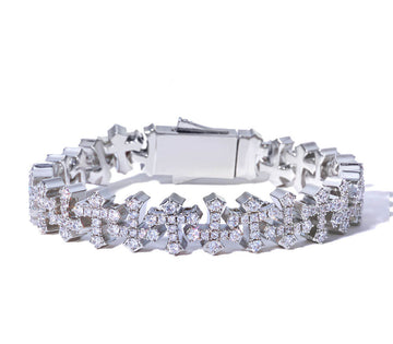 Hip - Hop Iced - Out Cross Bracelet | 18K Gold - Plated + 5A Zircon - Aruary Studio ｜ Artisanal Jewelry