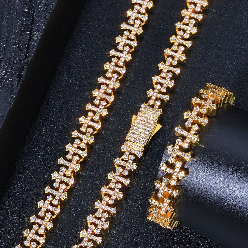 Hip - Hop Iced - Out Cross Bracelet | 18K Gold - Plated + 5A Zircon - Aruary Studio ｜ Artisanal Jewelry