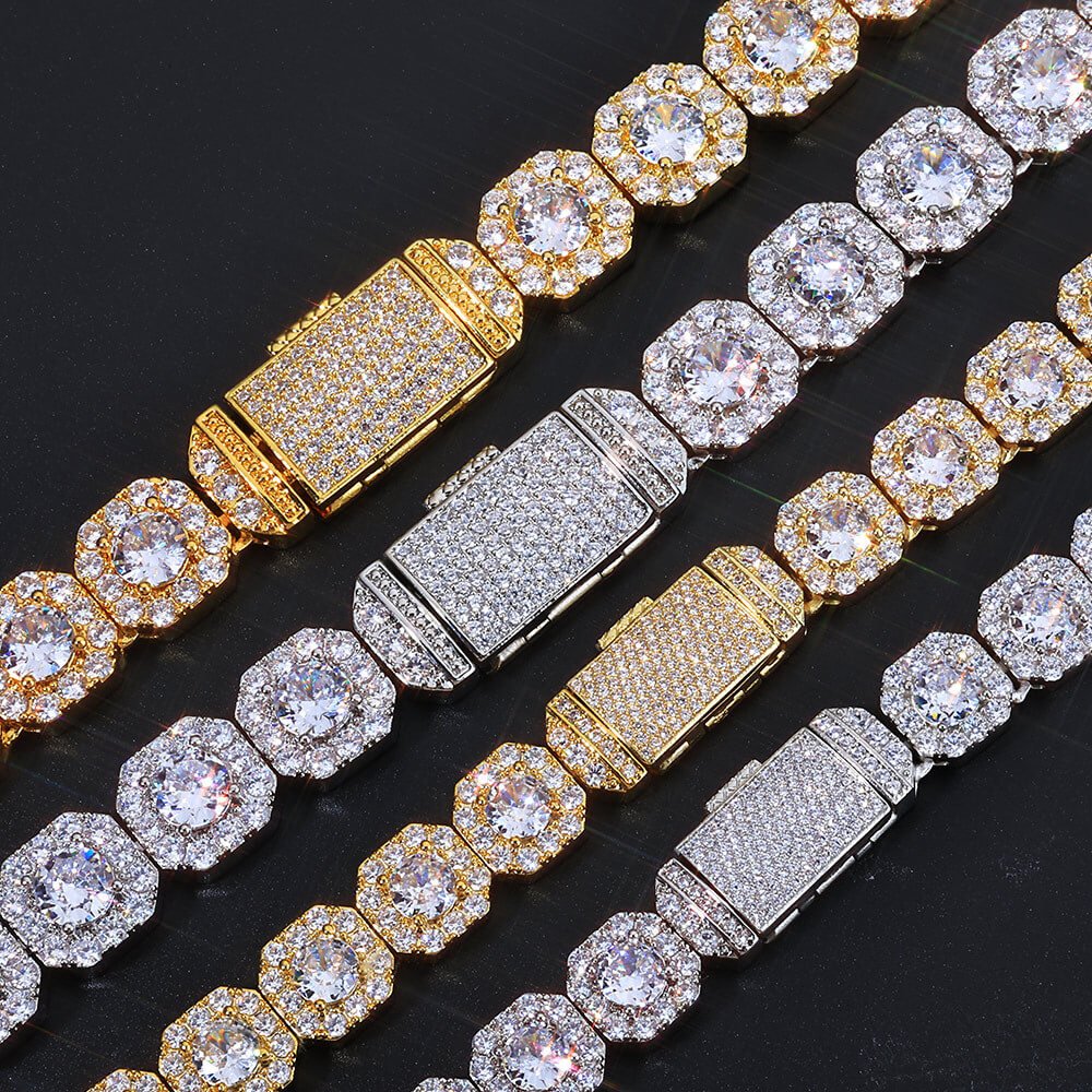 Hip - Hop Square "Ice Out" Zircon Necklace | 18K Gold - Plated Eco - Brass + 5A Zircon - Aruary Studio ｜ Artisanal Jewelry