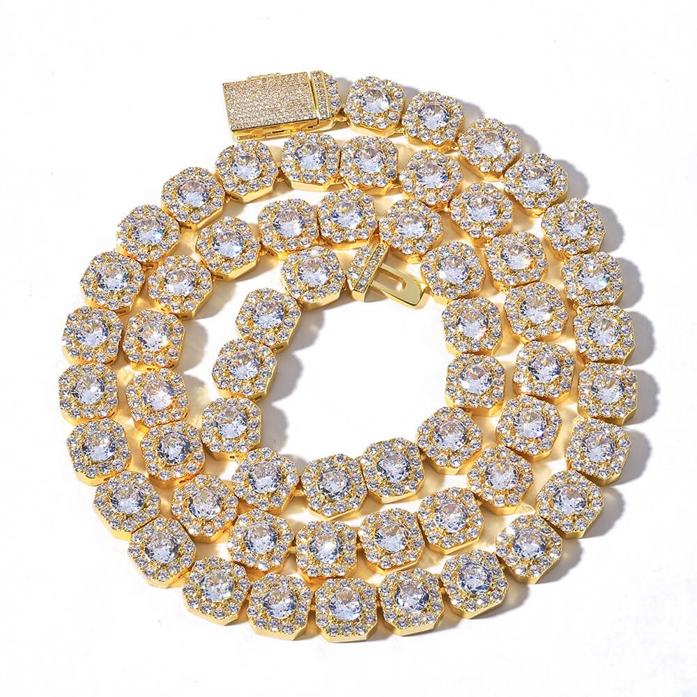 Hip - Hop Square "Ice Out" Zircon Necklace | 18K Gold - Plated Eco - Brass + 5A Zircon - Aruary Studio ｜ Artisanal Jewelry