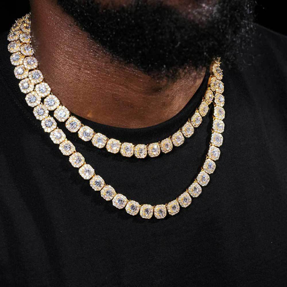 Hip - Hop Square "Ice Out" Zircon Necklace | 18K Gold - Plated Eco - Brass + 5A Zircon - Aruary Studio ｜ Artisanal Jewelry