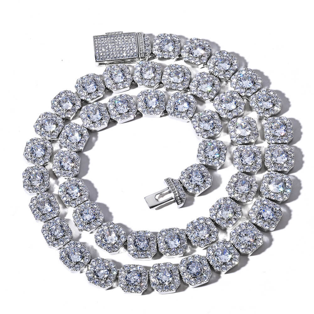 Hip - Hop Square "Ice Out" Zircon Necklace | 18K Gold - Plated Eco - Brass + 5A Zircon - Aruary Studio ｜ Artisanal Jewelry