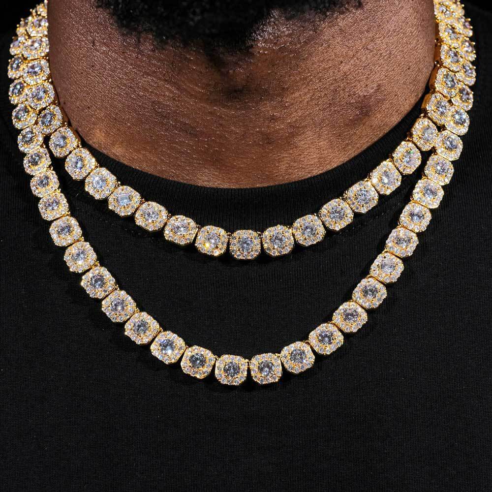 Hip - Hop Square "Ice Out" Zircon Necklace | 18K Gold - Plated Eco - Brass + 5A Zircon - Aruary Studio ｜ Artisanal Jewelry