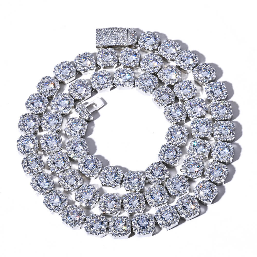 Hip - Hop Square "Ice Out" Zircon Necklace | 18K Gold - Plated Eco - Brass + 5A Zircon - Aruary Studio ｜ Artisanal Jewelry