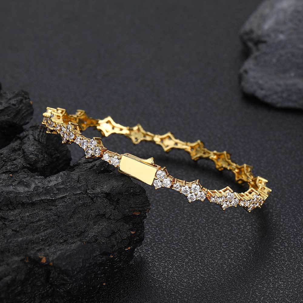 Hip Hop Zircon Bracelet for Men - Gold Plated 3A Zircon Bling Bracelet - Aruary Studio ｜ Artisanal Jewelry