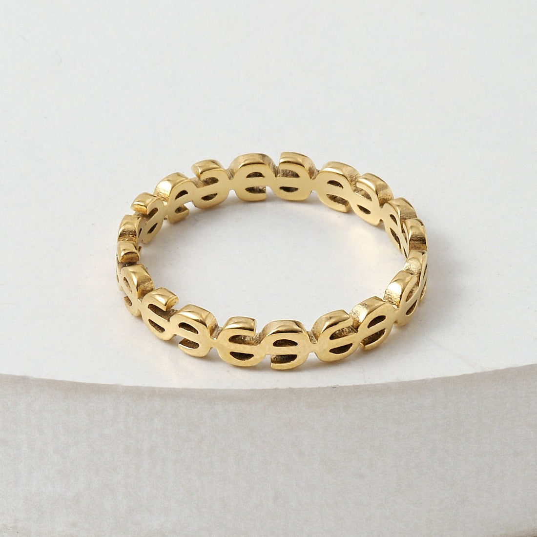 Hollow Dollar Sign Titanium Steel Ring - Symbol of Prosperity & Trendy Style - Aruary Studio ｜ Artisanal Jewelry