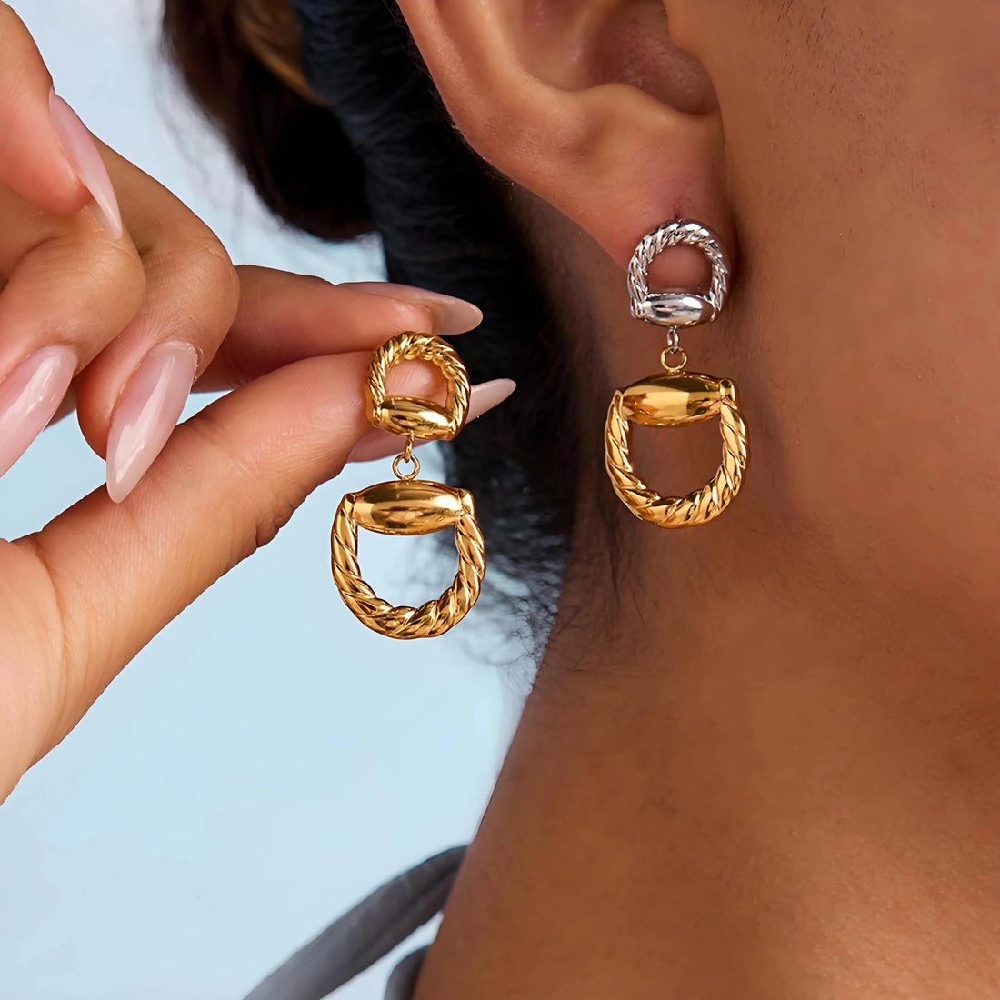 Hypoallergenic Luxury Geometric Earrings – Surgical Steel Everyday Studs for Women | Waterproof & Fade - Resistant - Aruary Studio ｜ Artisanal Jewelry