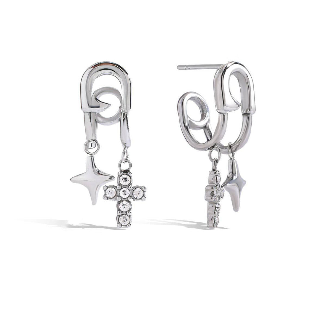 Hypoallergenic Titanium Steel Cross Stud Earrings | Luxe 5A CZ Accents | Tarnish - Proof, Lightweight - Aruary Studio ｜ Artisanal Jewelry