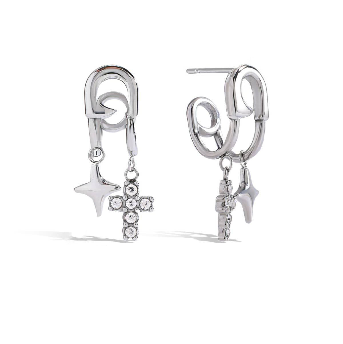 Hypoallergenic Titanium Steel Cross Stud Earrings | Luxe 5A CZ Accents | Tarnish - Proof, Lightweight - Aruary Studio ｜ Artisanal Jewelry