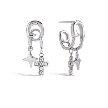 Hypoallergenic Titanium Steel Cross Stud Earrings | Luxe 5A CZ Accents | Tarnish - Proof, Lightweight - Aruary Studio ｜ Artisanal Jewelry