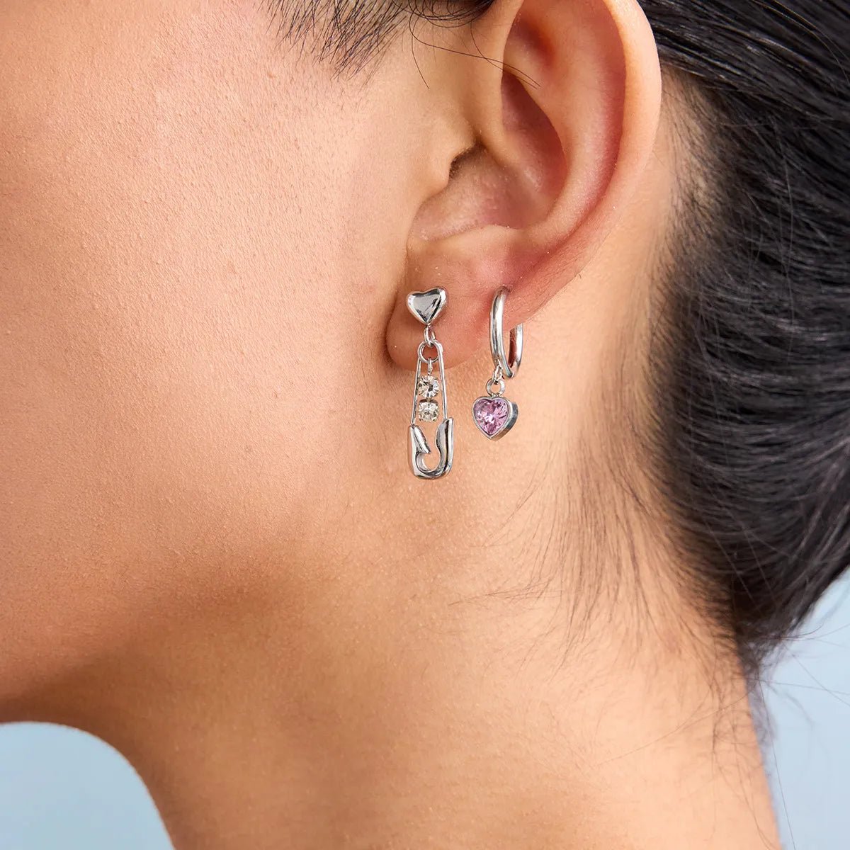 Hypoallergenic Titanium Steel Zircon Stud Earrings | 5A Cubic Zirconia | Silver Tone | Everyday Luxury - Aruary Studio ｜ Artisanal Jewelry