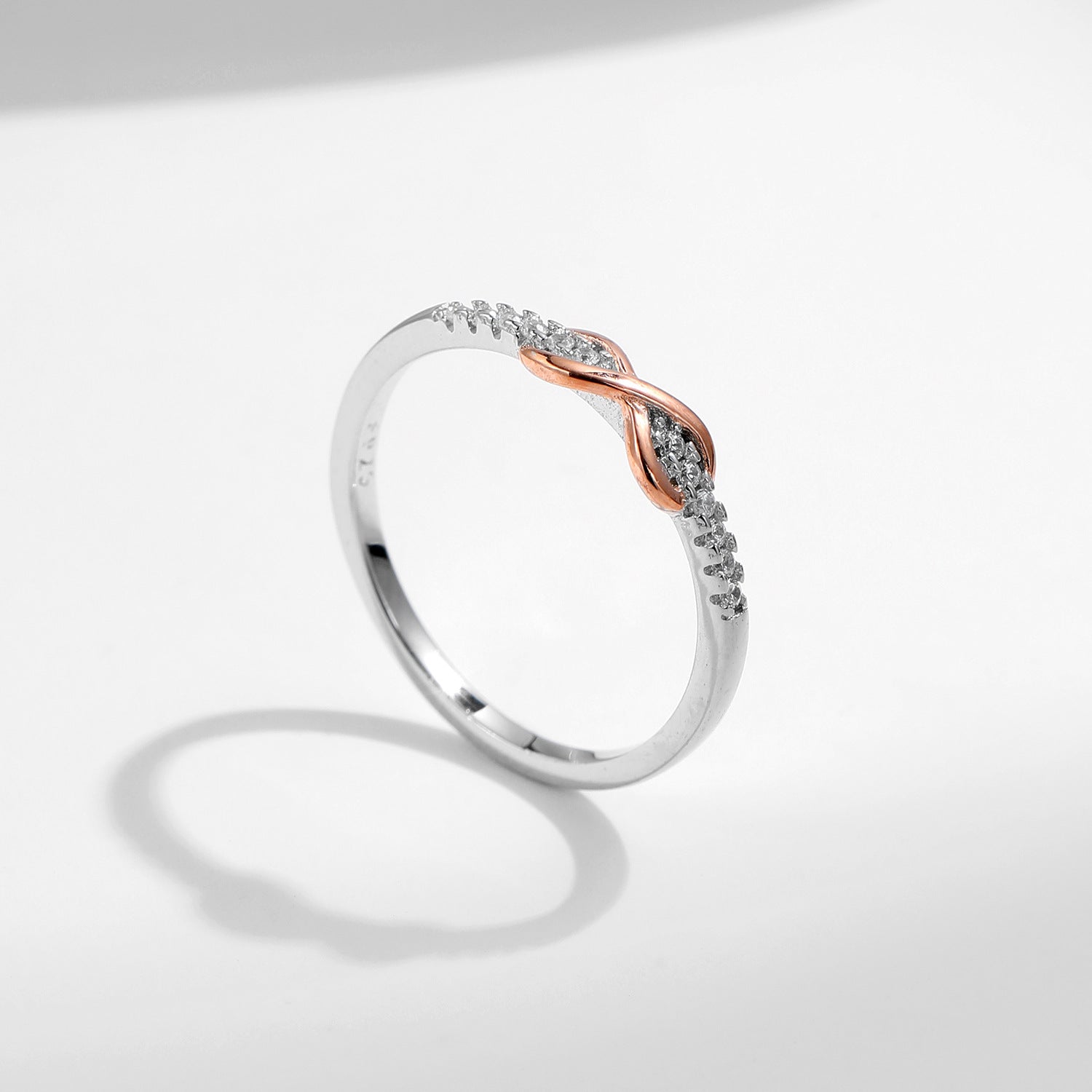 Infinity Mobius Strip Ring | 925 Sterling Silver + Hand - Set 5A Zircon - Symbol of Eternal Love with Two - Tone Elegance - Aruary Studio ｜ Artisanal Jewelry