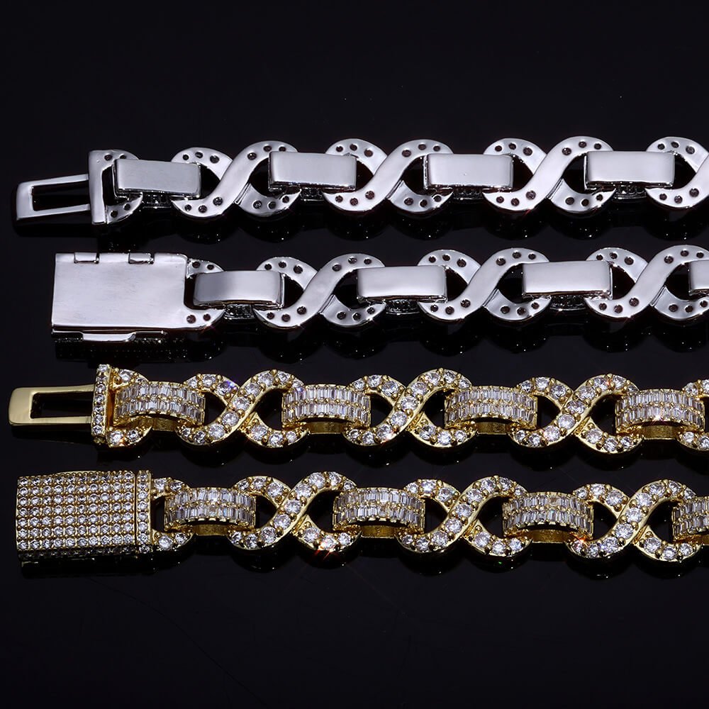 Infinity Sparkle: 10mm Figure - 8 Mixed - Cut Iced Out Bracelet - Aruary Studio ｜ Artisanal Jewelry