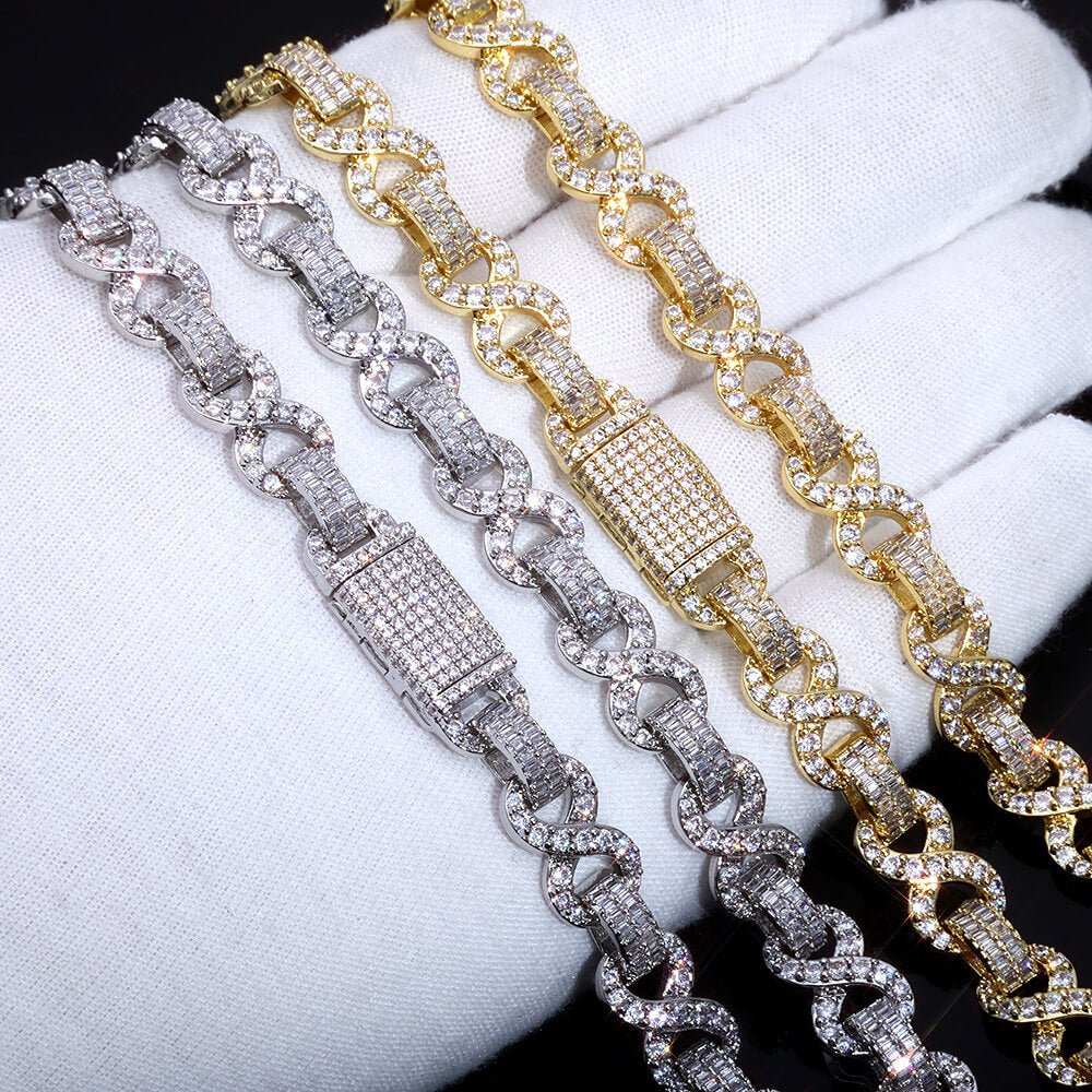 Infinity Sparkle: 10mm Figure - 8 Mixed - Cut Iced Out Bracelet - Aruary Studio ｜ Artisanal Jewelry