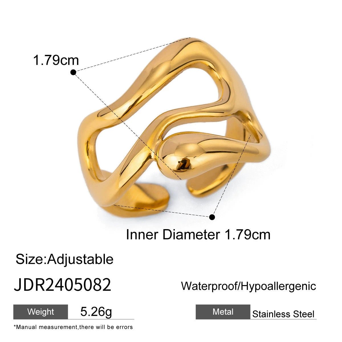 Instagram Viral Asymmetric Titanium Steel Ring Set: Gold - Plated Statement Rings for Women & Men - Aruary Studio ｜ Artisanal Jewelry