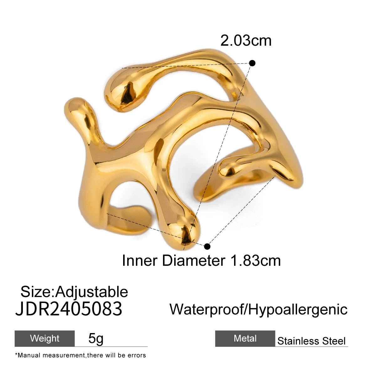 Instagram Viral Asymmetric Titanium Steel Ring Set: Gold - Plated Statement Rings for Women & Men - Aruary Studio ｜ Artisanal Jewelry