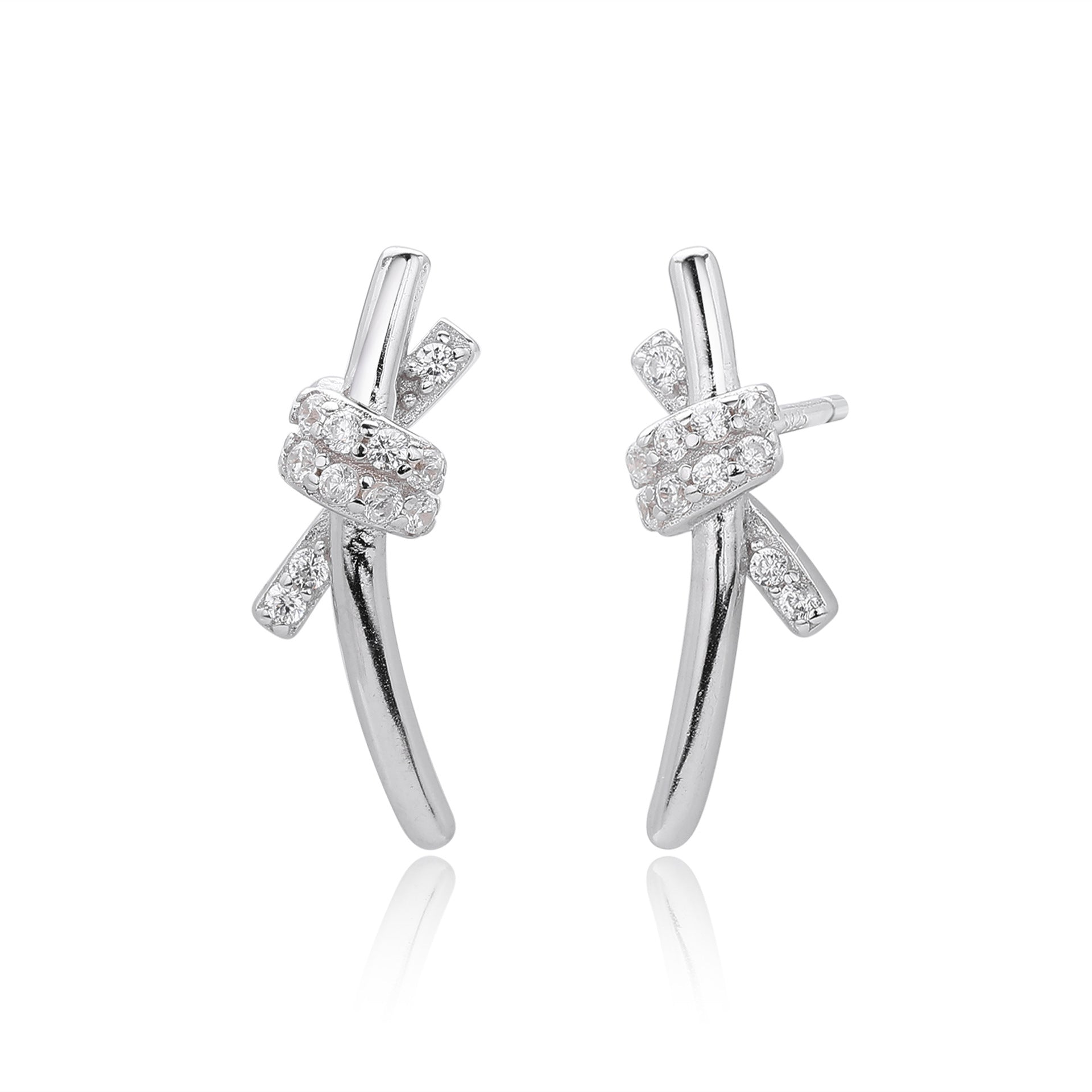 Knot Wrapped Stud Earrings | S925 Sterling Silver + 5A Zircon - Symbol of Eternal Bond & Elegance - Aruary Studio ｜ Artisanal Jewelry