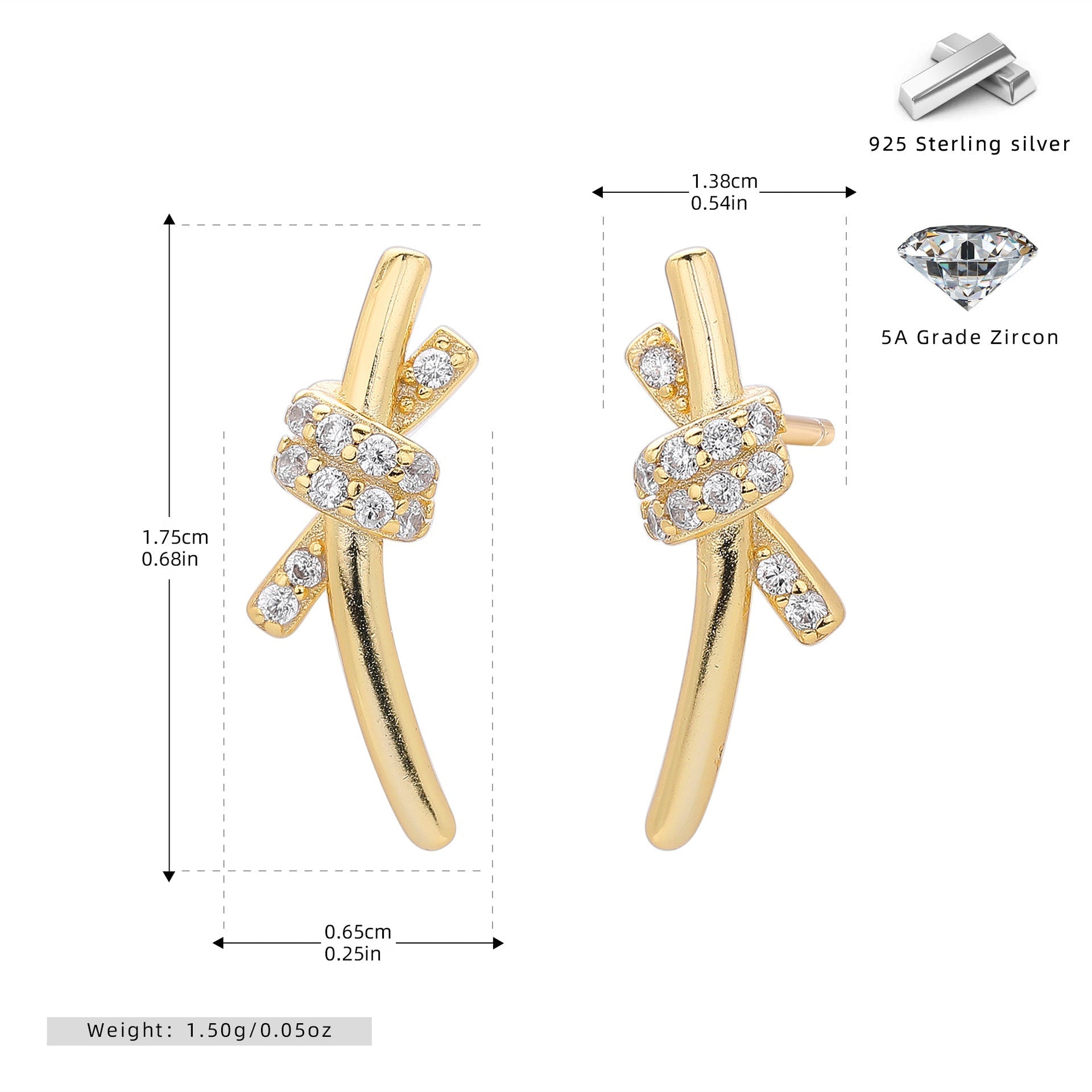 Knot Wrapped Stud Earrings | S925 Sterling Silver + 5A Zircon - Symbol of Eternal Bond & Elegance - Aruary Studio ｜ Artisanal Jewelry