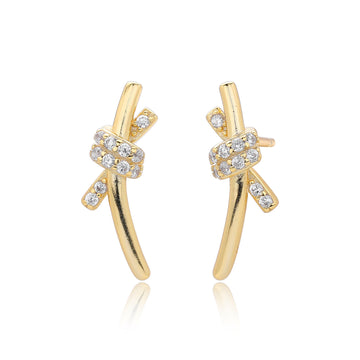 Knot Wrapped Stud Earrings | S925 Sterling Silver + 5A Zircon - Symbol of Eternal Bond & Elegance - Aruary Studio ｜ Artisanal Jewelry