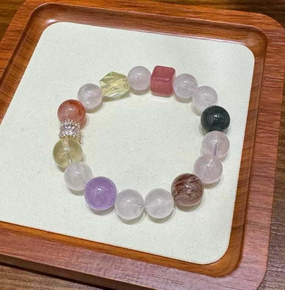 "Lemon Multi - Crystal" Healing Bracelet - Fortune - Attracting Energy Beads with Rose Quartz & Citrine - Aruary Studio ｜ Artisanal Jewelry