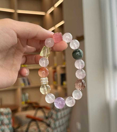 "Lemon Multi - Crystal" Healing Bracelet - Fortune - Attracting Energy Beads with Rose Quartz & Citrine - Aruary Studio ｜ Artisanal Jewelry