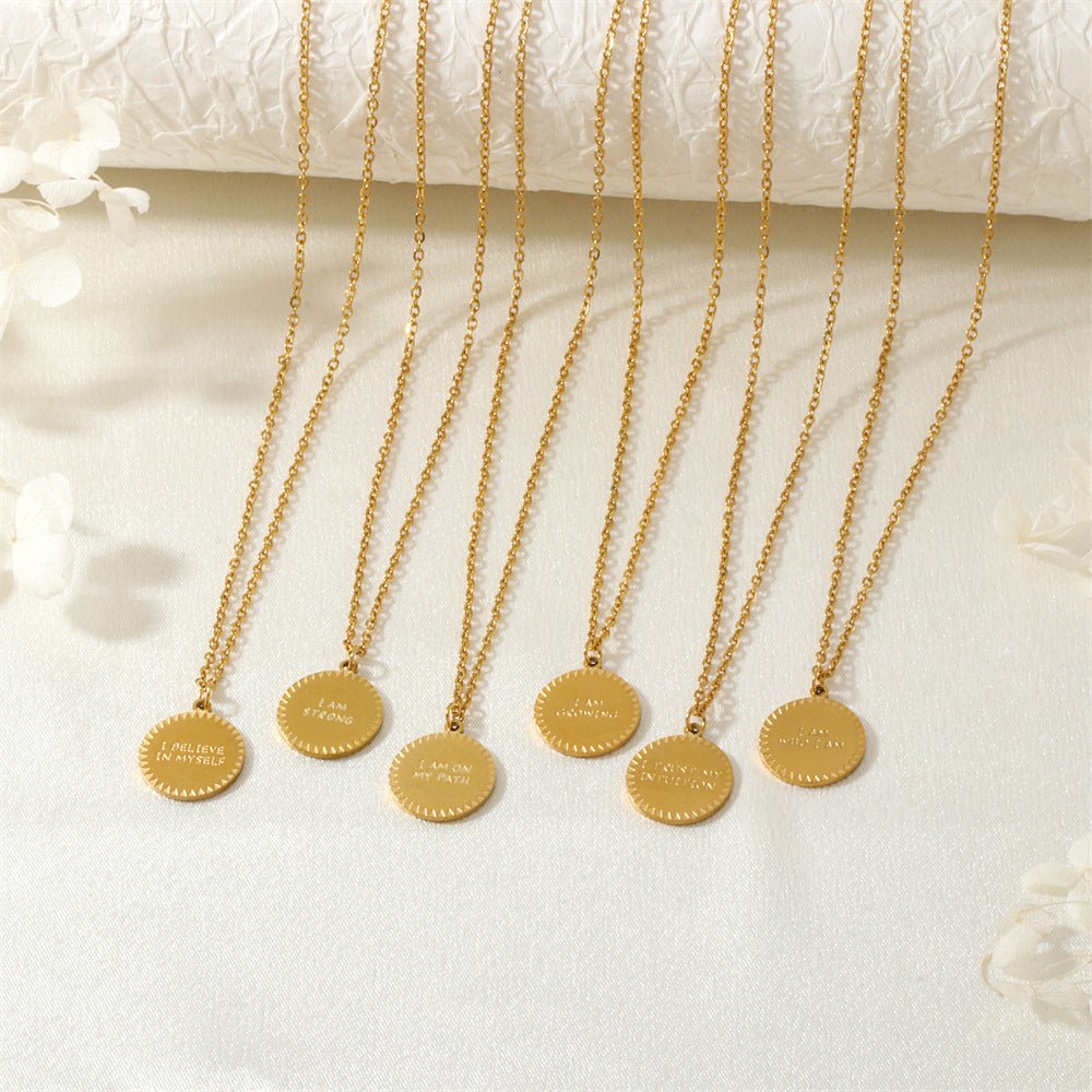 Letter Faith Necklace - 18K Gold Plated Titanium, Fade - Proof Memorial Keepsake on O - Link Chain - Aruary Studio ｜ Artisanal Jewelry