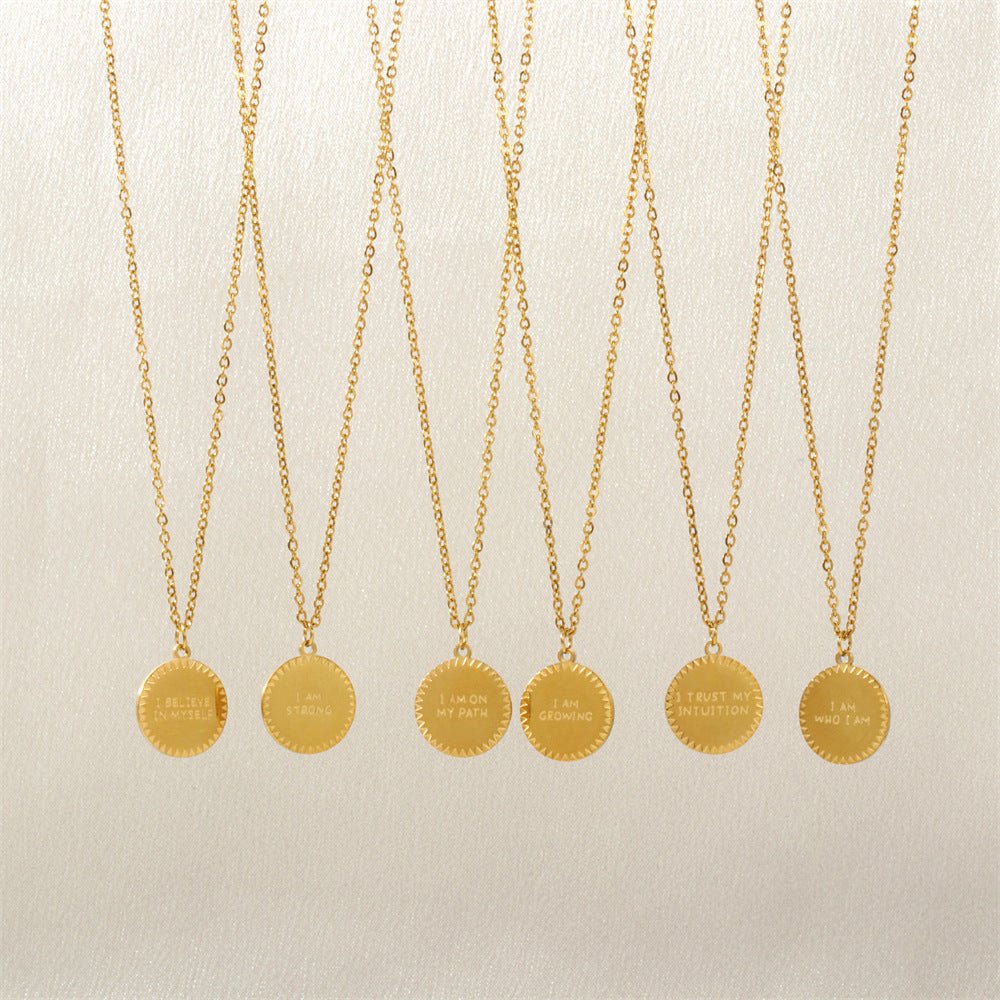 Letter Faith Necklace - 18K Gold Plated Titanium, Fade - Proof Memorial Keepsake on O - Link Chain - Aruary Studio ｜ Artisanal Jewelry